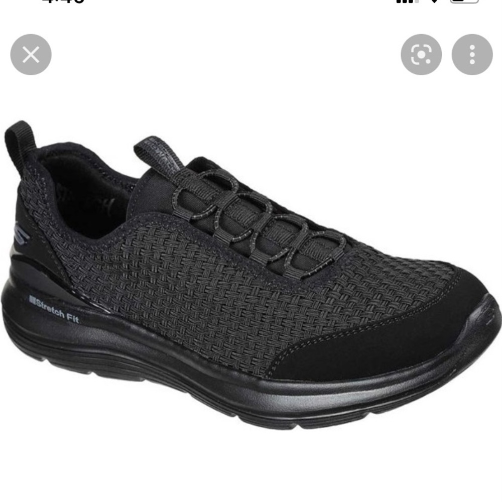 Women's Skechers GOwalk Stretch Fit Basket Wind Slip On Sneaker-Black-Sz 11